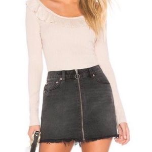 Free People Black Denim Jean Skirt
